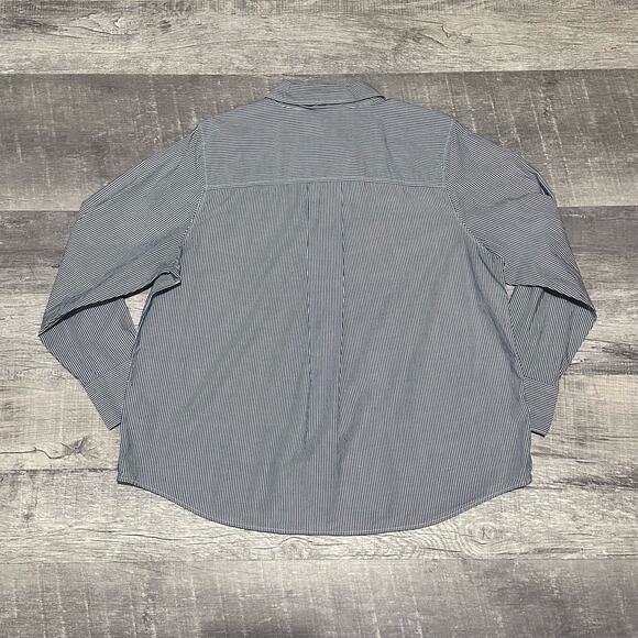 Banana Republic Classic Striped Cotton Button Up Shirt Womens XL Blue Career - Picture 4 of 5